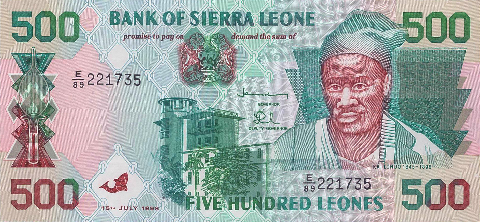 Sierra Leone 500 1998 UNC P-23/b